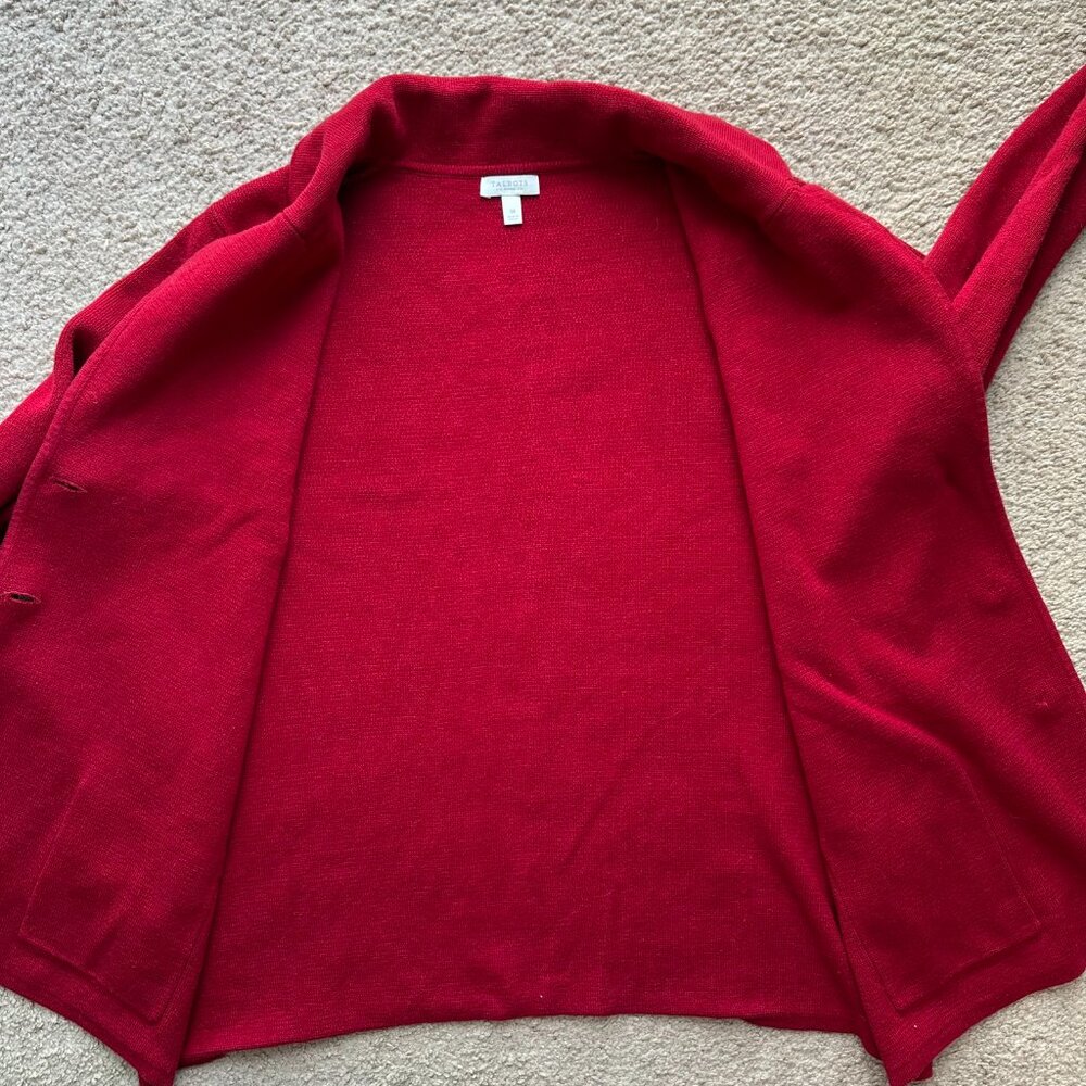 Talbots Sweater Womens 1X Cardigan Button Close V Neck Notched Red Long Sleeve - Picture 3 of 12